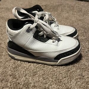 Jordan Kids White and Black Leather Sneakers